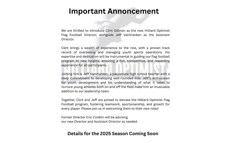 Hilliard Optimist Flag Football